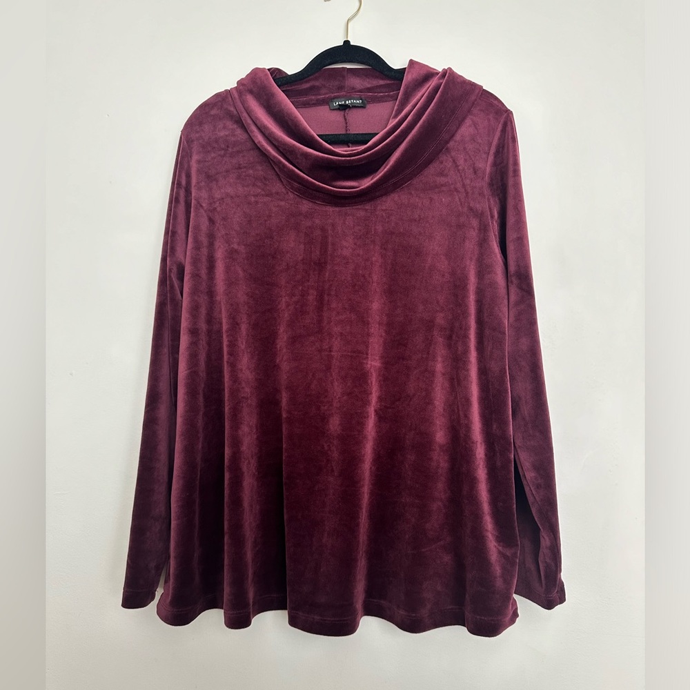 Lane Bryant Womens Cozy Soft Plum Oversize Neck Velour Sweater